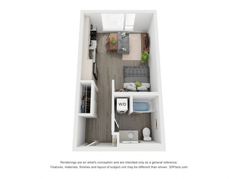 Floor plan for studio, 1 bath, 464 sqft